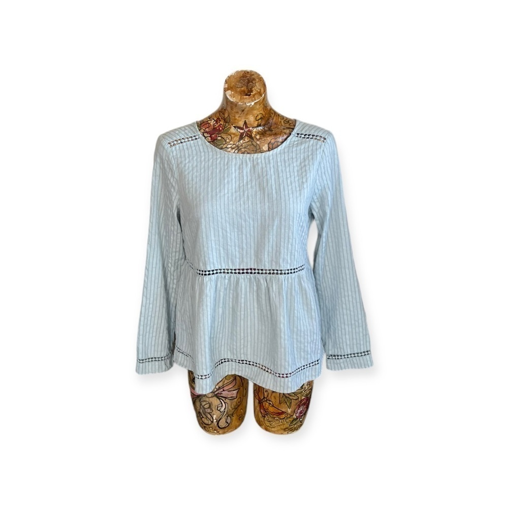 Skies Are Blue top peplum light green long sleeve small